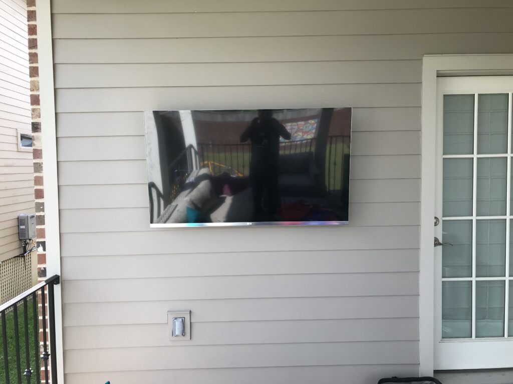 TV Mounted on Exterior Patio