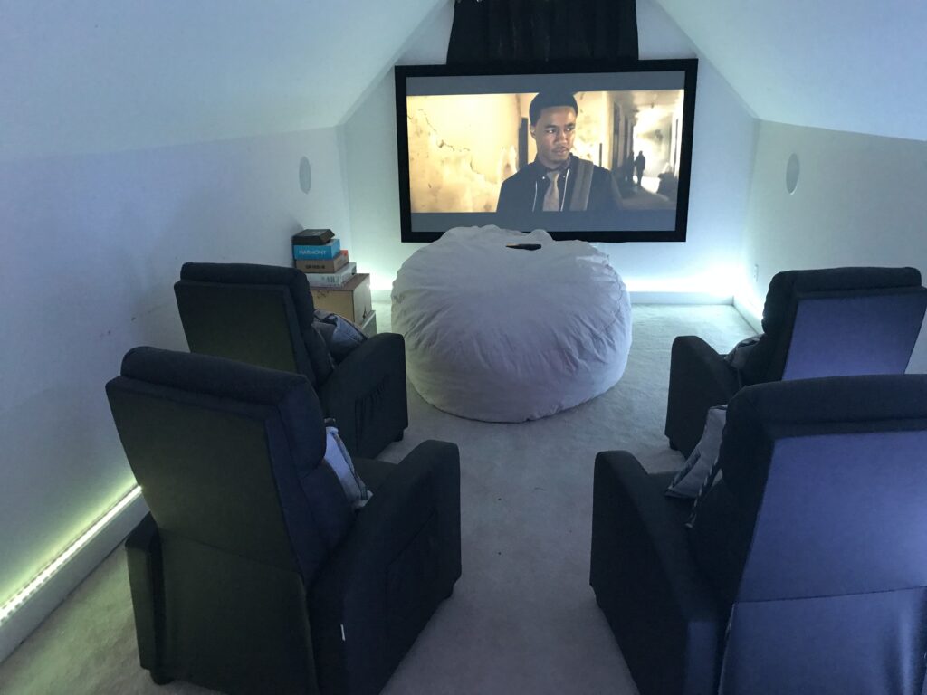 Home Theater Room with LED Lighting