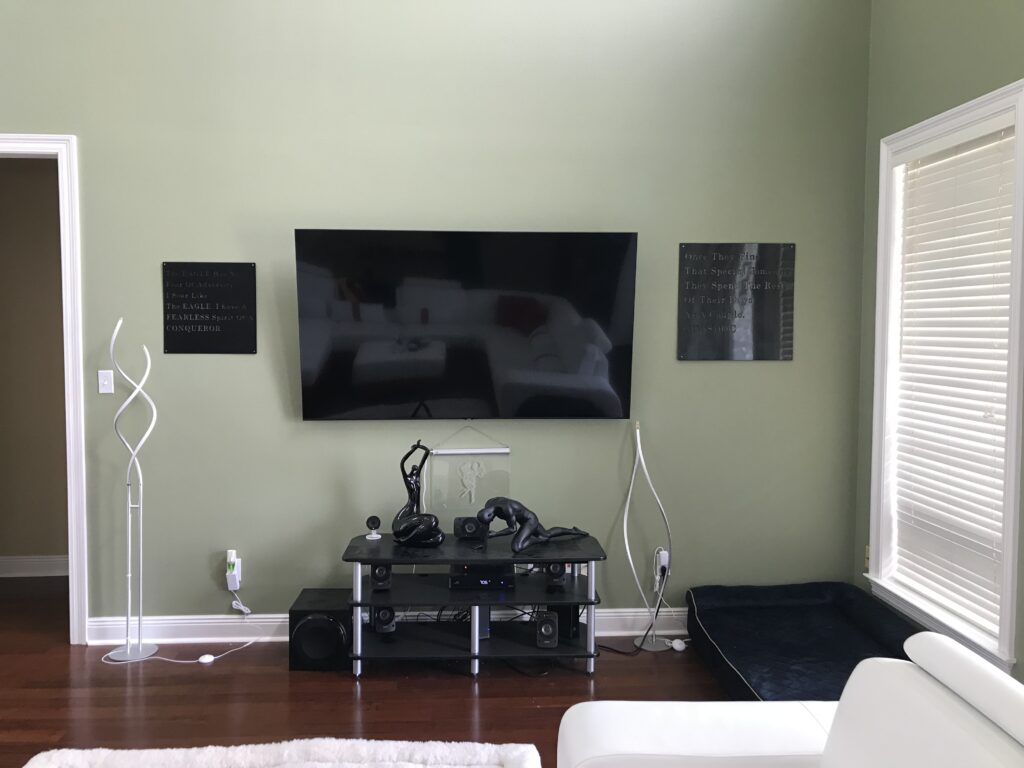 75 TV mounted with concealed wiring